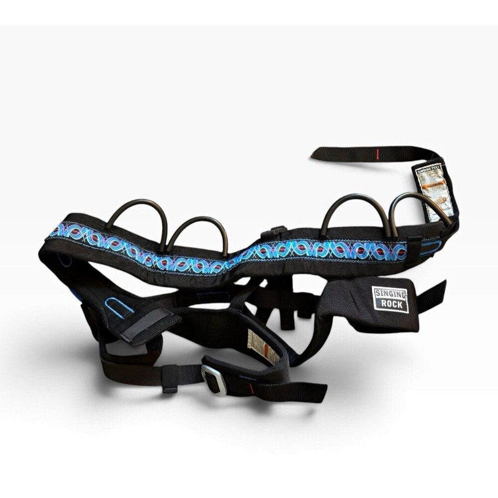 Vintage Singing Rock Attack Sit Climbing Harness XL Black/Blue MPN EN 12277